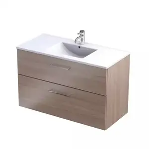 Imagine Baza lavoar suspendat Oristo Nova 99.8x45.5x62 cm cu 2 sertare stejar finisaj natural
