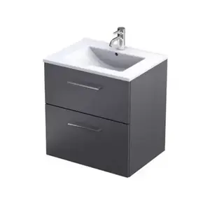 Imagine Baza lavoar suspendat Oristo Nova 59.8x45.5x62 cm cu 2 sertare grafit finisaj mat