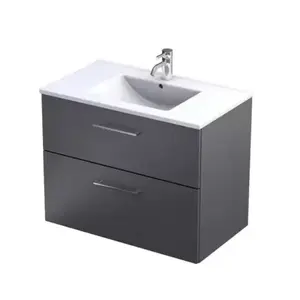Imagine Baza lavoar suspendat Oristo Nova 79.8x45.5x62 cm cu 2 sertare grafit finisaj mat