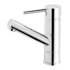 Imagine Baterie lavoar FDesign Flusso crom lucios cu pipa mobila