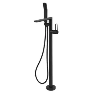 Imagine Baterie cada si dus freestanding FDesign Zaffiro negru mat monocomanda