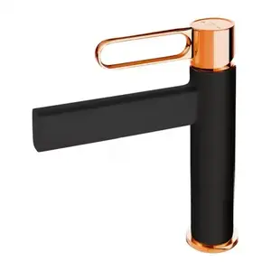 Imagine Baterie lavoar FDesign Zaffiro negru mat-rose gold lucios monocomanda