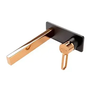 Imagine Baterie lavoar incastrata FDesign Zaffiro negru mat-rose gold lucios monocomanda