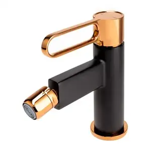 Imagine Baterie bideu FDesign Zaffiro negru mat-rose gold lucios monocomanda