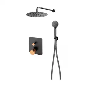 Imagine Sistem de dus incastrat FDesign Ardesia negru mat-rose gold