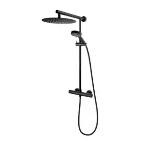 Imagine Sistem de dus FDesign Anima negru mat cu baterie termostatata