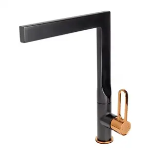 Imagine Baterie bucatarie FDesign Zaffiro negru mat-rose gold lucios monocomanda