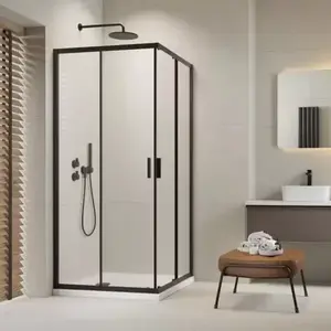Imagine Set promotional cabina de dus Radaway Alienta negru mat 80x100 cm cu cadita si sifon