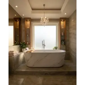 Imagine Cada freestanding Coloana Celestia 170x78 cm, acril alb