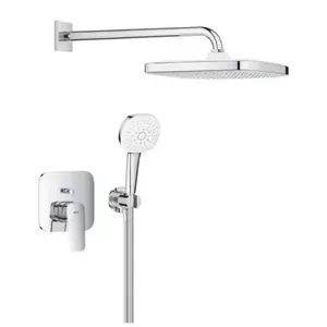 Imagine Set de dus fix si mobil incastrata, cu baterie monocomanda, crom, Grohe Cubeo cu Tempesta 250