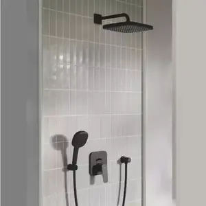 Imagine Set de dus fix si mobil incastrata, cu baterie monocomanda, negru mat, Grohe Cubeo cu Tempesta 250