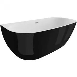 Imagine Cada freestanding semirotunda Spatio Risa acril 160x80 cm, negru lucios