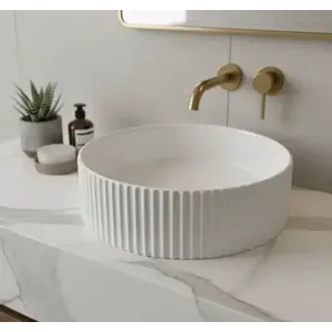Imagine Lavoar rotund ceramic alb A545 – design texturat modern
