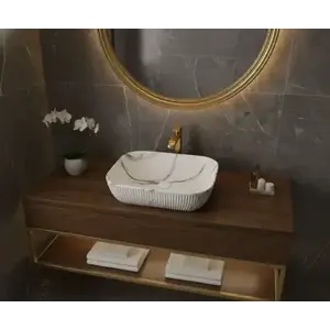 Imagine Lavoar Zen - ceramic alb cu efect marmorat A426L