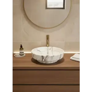Imagine Lavoar ceramic rotund cu design marmorat, Ø 41 cm