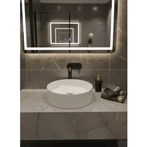 Imagine Lavoar Rotund Alb din Ceramică cu Finisaj Marble Subtil - a712-cugo04-m