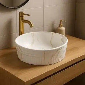 Imagine Lavoar ceramic rotund A747-P841M cu design marmorat