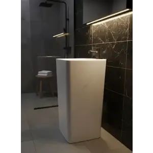 Imagine Lavoar freestanding ceramic H15-CUG01-M – design pătrat marmorat