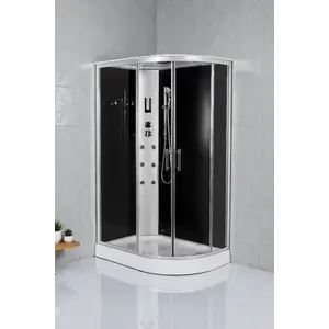 Imagine Cabina de dus completa Intense Black, 120x80x210cm, colt stanga