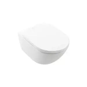 Imagine Set vas WC suspendat Villeroy&Boch Subway 3.0 CeramicPlus TwistFlush alb cu capac softclose