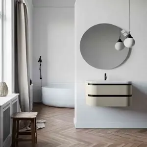 Imagine Set mobilier suspendat si lavoar, Kolpasan, Vittoria, 80 cm, beige mat
