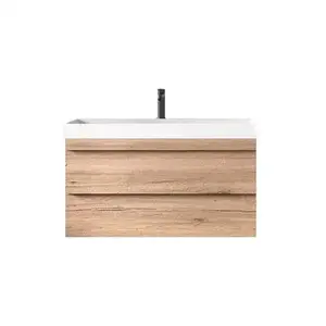 Imagine Set mobilier suspendat si lavoar, Kolpasan, Naomi, 80 cm, natural wood