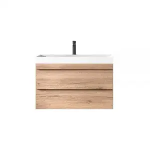 Imagine Set mobilier suspendat si lavoar, Kolpasan, Naomi, 70 cm, natural wood