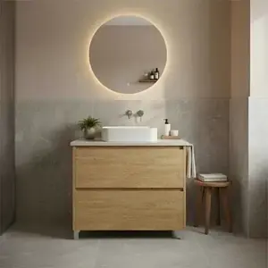Imagine Mobilier stativ pentru lavoar, Fluminia, Lizi, riflat, 60 cm, rovere naturale