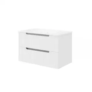 Imagine Set mobilier riflat cu lavoar Fluminia, Malta 60, cu sertare soft close, alb