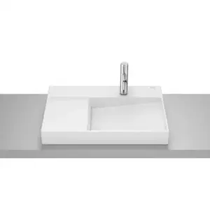 Imagine Lavoar baie pe blat, alb mat Roca Horizon 60x42 cm, cu orificiu pentru baterie