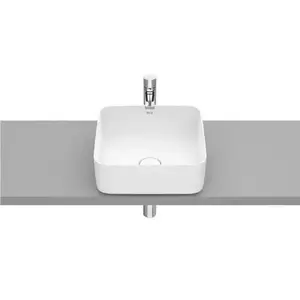 Imagine Lavoar baie pe blat, alb mat, patrat Roca Inspira Square 37x37 cm