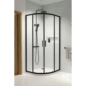 Imagine Set PROMO cabina dus Radaway Premium Pro Black PDD, 80x80x200cm, cu sifon si cadita