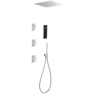 Imagine Panel dus cu hidromasaj si termostat Roca Smart Shower, cu baterie electronica si 3 duze hidromasaj