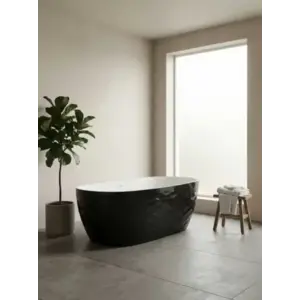 Imagine Cada freestanding 170x80 cm, Coloana Daya, alb cu negru lucios