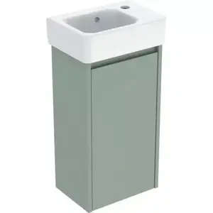 Imagine Set lavoar si mobilier Geberit Selnova Square, 36x25x70 cm, verde salvie mat