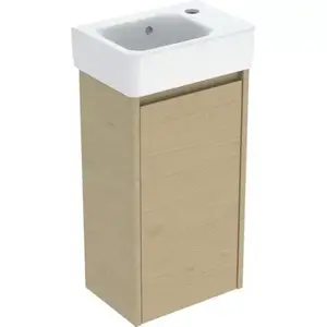 Imagine Set lavoar si mobilier Geberit Selnova Square, 36x25x70 cm, stejar natural