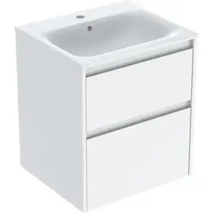 Imagine Set lavoar si mobilier Geberit Selnova Square cu doua sertare, 55x48x62 cm, alb lucios