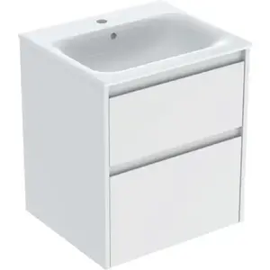Imagine Set lavoar si mobilier Geberit Selnova Square cu doua sertare, 55x48x62 cm, alb mat