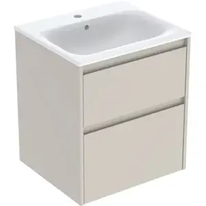 Imagine Set lavoar si mobilier Geberit Selnova Square cu doua sertare, 55x48x62 cm, gri nisip mat