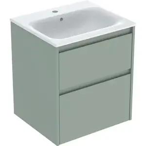 Imagine Set lavoar si mobilier Geberit Selnova Square cu doua sertare, 55x48x62 cm, verde salvie mat