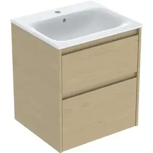 Imagine Set lavoar si mobilier Geberit Selnova Square cu doua sertare, 55x48x62 cm, stejar natural