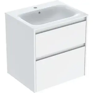 Imagine Set lavoar si mobilier Geberit Selnova Square cu doua sertare, 60x48x62 cm, alb lucios