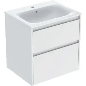 Imagine Set lavoar si mobilier Geberit Selnova Square cu doua sertare, 60x48x62 cm, alb mat