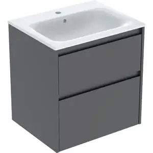 Imagine Set lavoar si mobilier Geberit Selnova Square cu doua sertare, 60x48x62 cm, lava mat