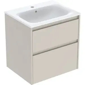 Imagine Set lavoar si mobilier Geberit Selnova Square cu doua sertare, 60x48x62 cm, gri nisip mat