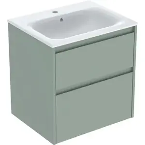 Imagine Set lavoar si mobilier Geberit Selnova Square cu doua sertare, 60x48x62 cm, verde salvie mat