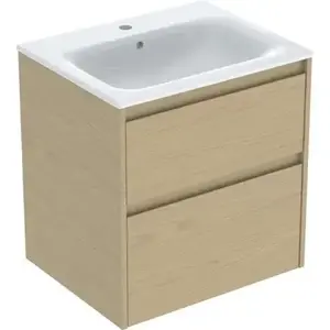 Imagine Set lavoar si mobilier Geberit Selnova Square cu doua sertare, 60x48x62 cm, stejar natural