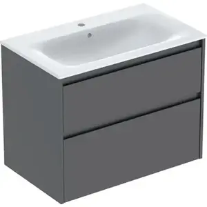 Imagine Set lavoar si mobilier Geberit Selnova Square cu doua sertare, 80x48x62 cm, lava mat