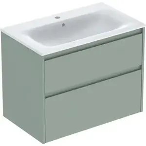Imagine Set lavoar si mobilier Geberit Selnova Square cu doua sertare, 80x48x62 cm, verde salvie mat