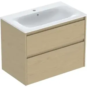 Imagine Set lavoar si mobilier Geberit Selnova Square cu doua sertare, 80x48x62 cm, stejar natural